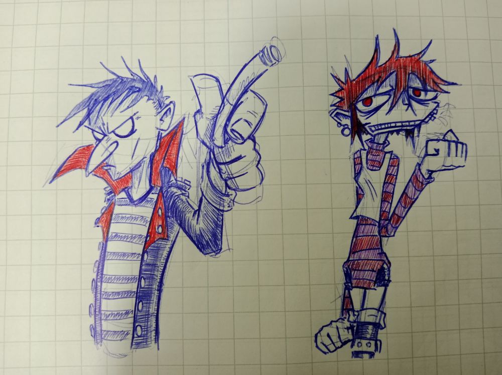 My characters, Pit and Gena, this time drawn in a different style 