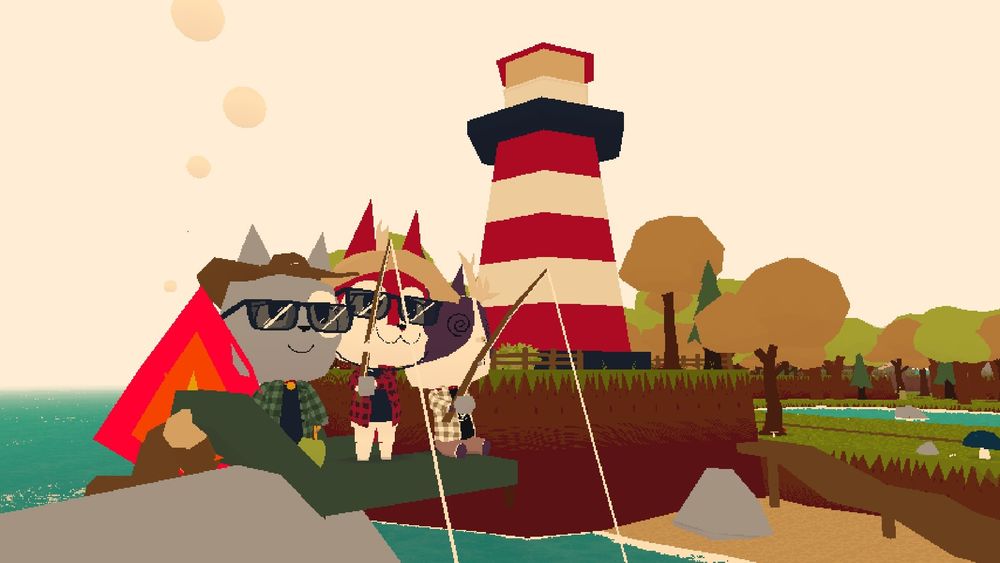 Webfishing with Tari (left), me (middle), and Obsolight (right)