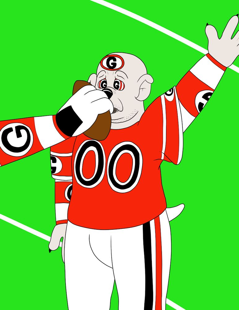Guy becoming bulldog smelling football
