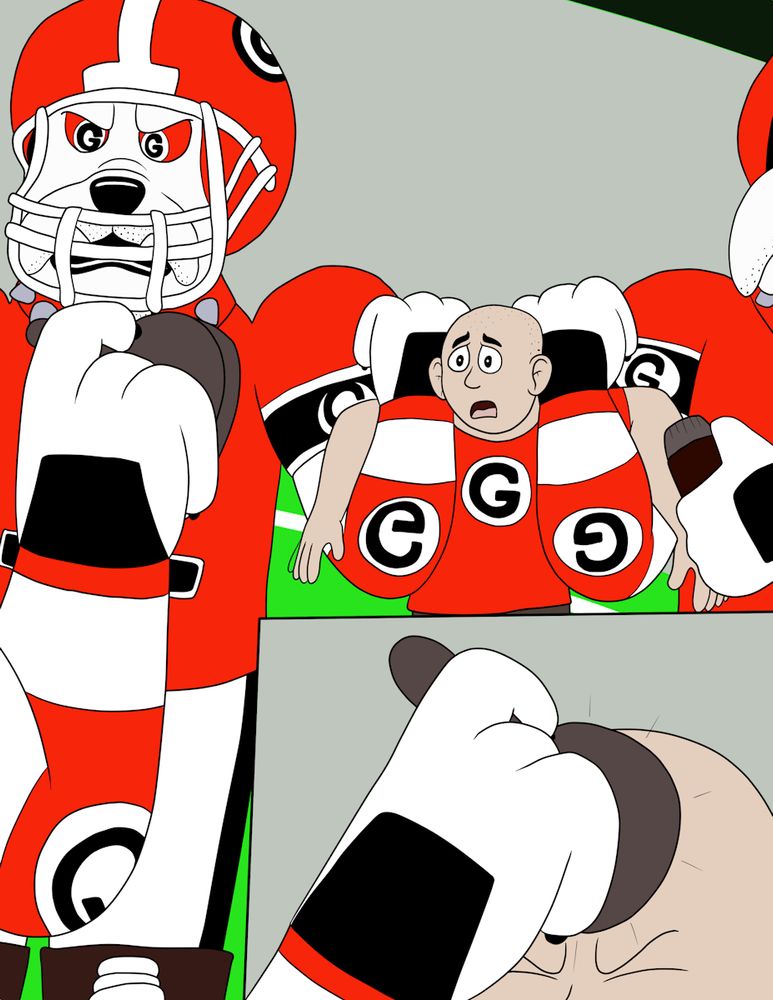 Guy gets held by football players resembling bulldogs as he's stamped on the head
