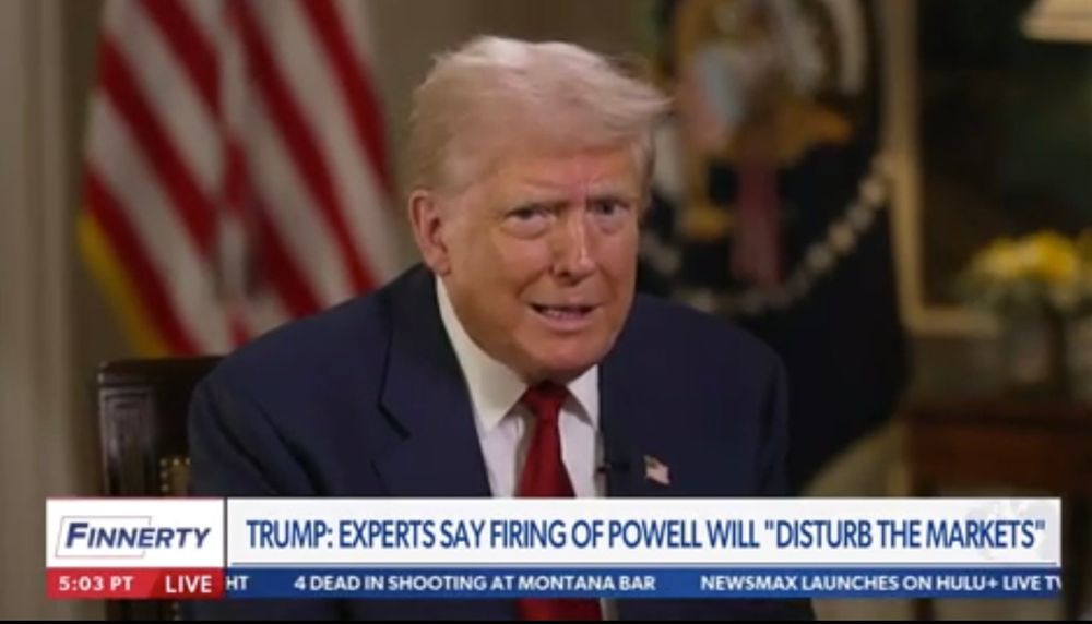 President Donald Trump accused Federal Reserve Chair Jerome Powell of “building a palace for himself,” saying that Powell is “not going to be there much longer” in an interview Friday with Newsmax’s Rob Finnerty. When asked by Finnerty if it’s possible he will remove Powell, Trump expressed frustration over the Fed’s ongoing multibillion-dollar renovations. “I would […]


The post Trump Claims Fed Chair Is ‘Building a Palace for Himself’ Day After Revealing Plan for $200 Million Golden Ballroom first appeared on Mediaite.