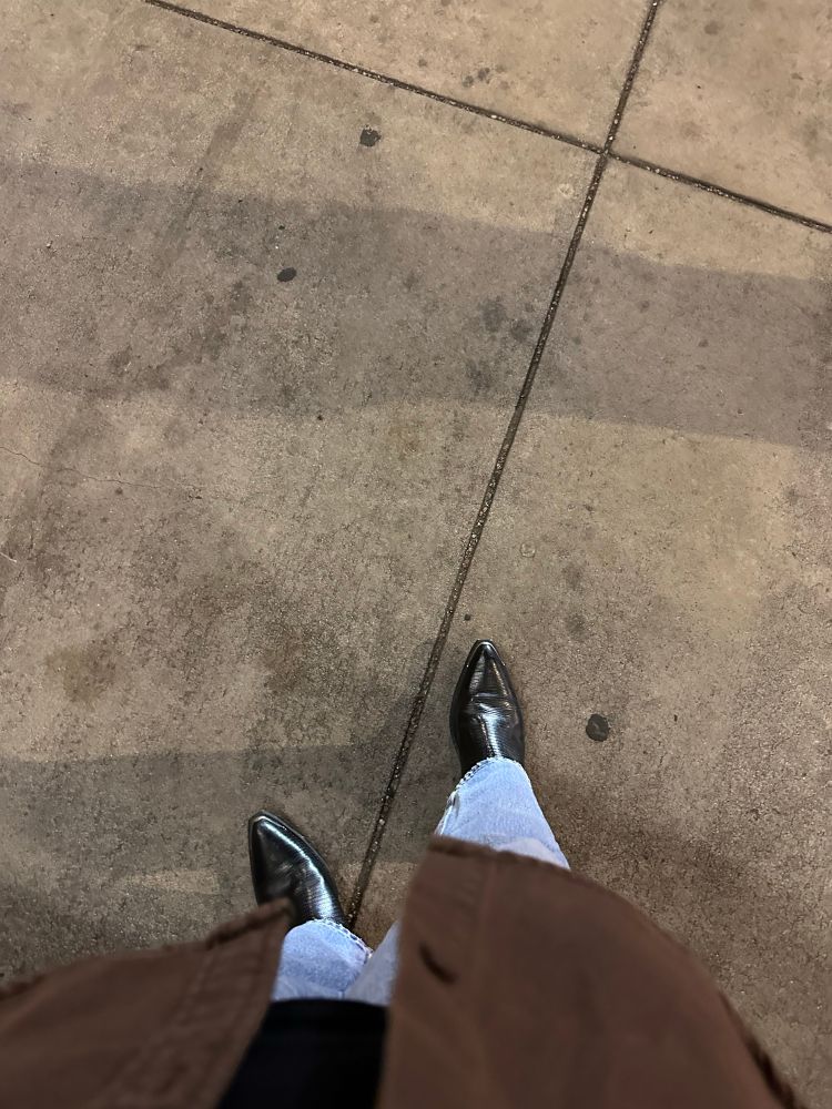 My pov looking down at my boots