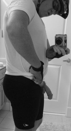 in biking apparel with my dick hanging out