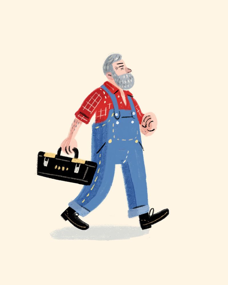 Illustration of a handyman, by Stephen Collins