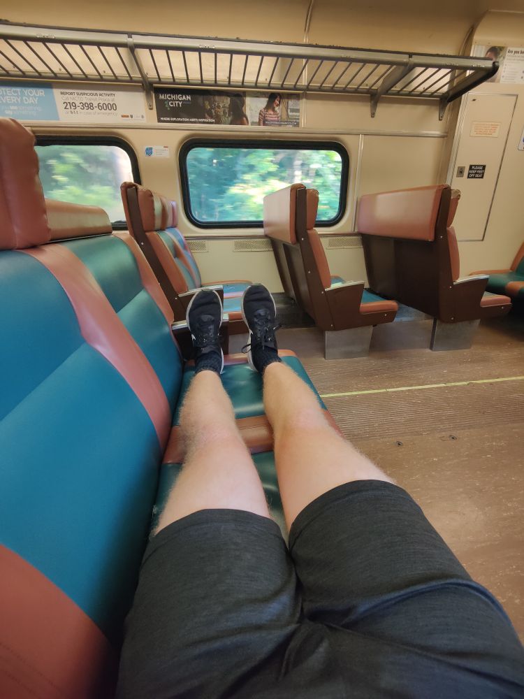 Me laying down on the 3x2 bench seat