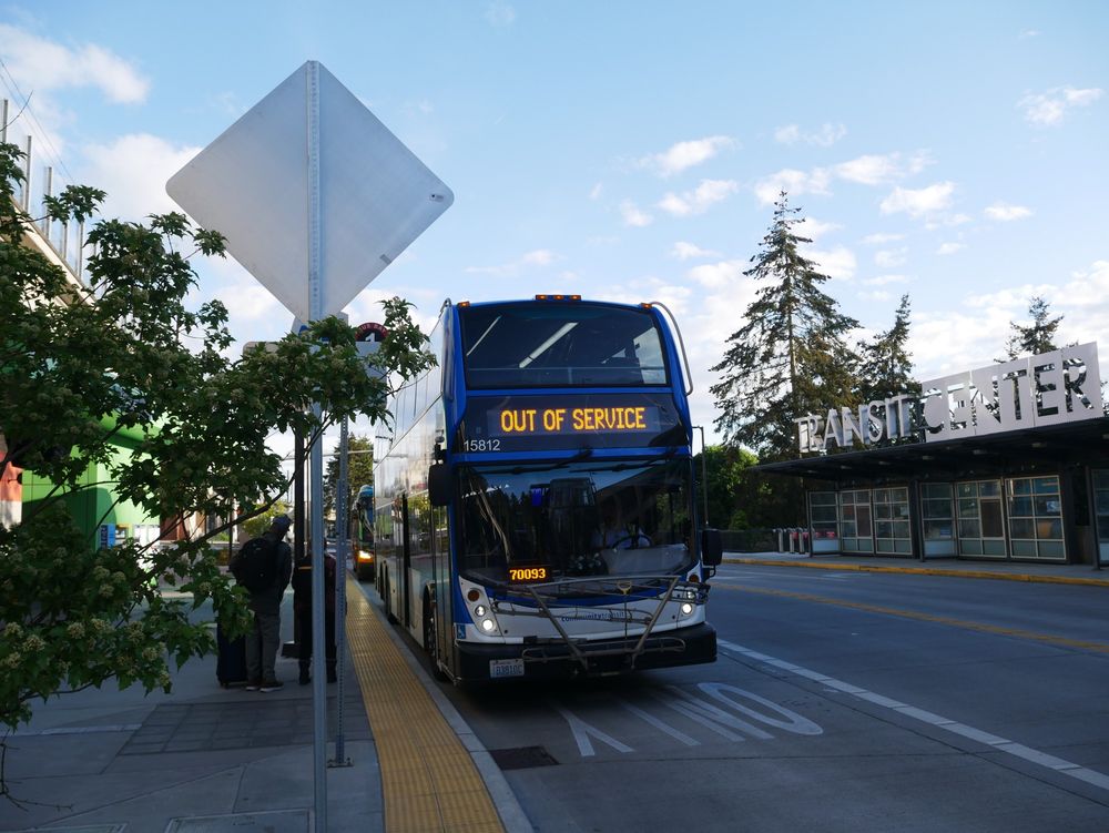 A Community Transit Double Decker bus at Mountlake Terrace 