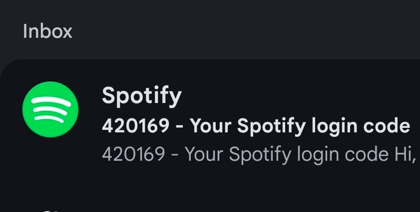 Spotify login code of 420169