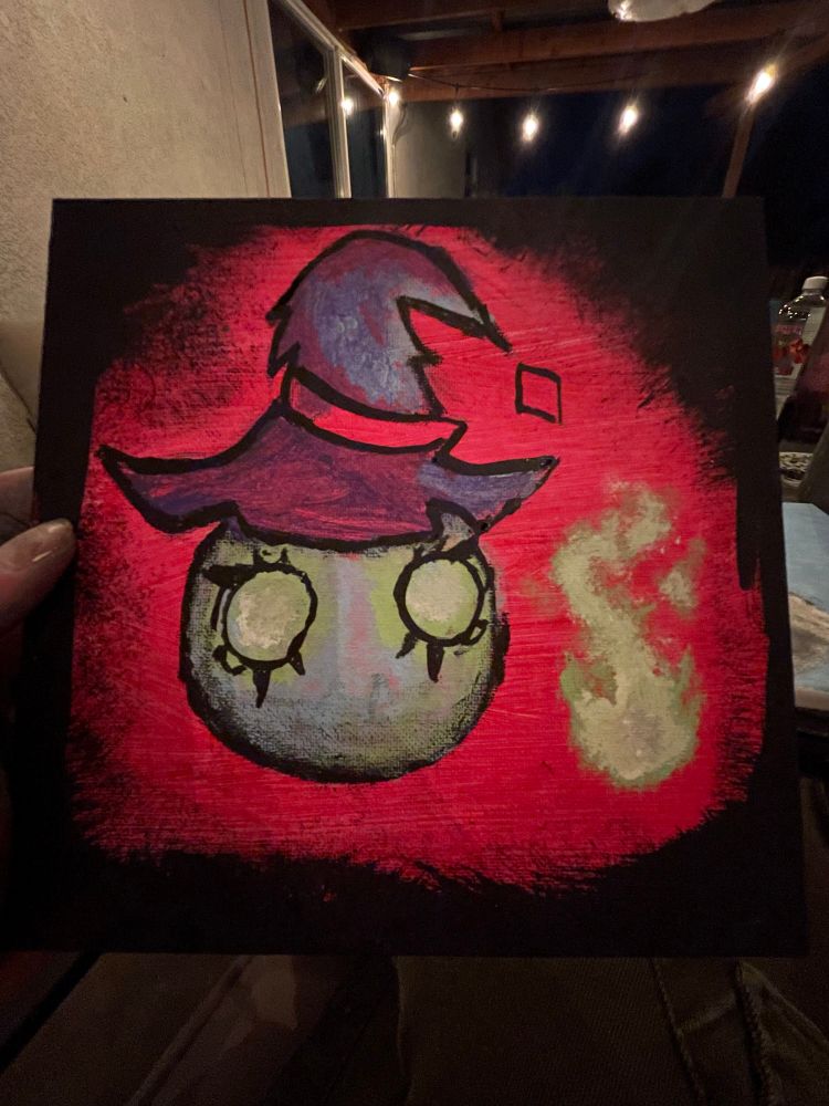 a little painting of a witch ball