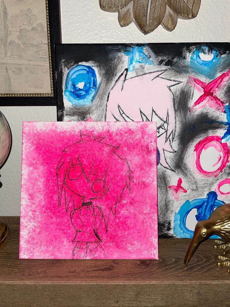 two lil emo girl paintings