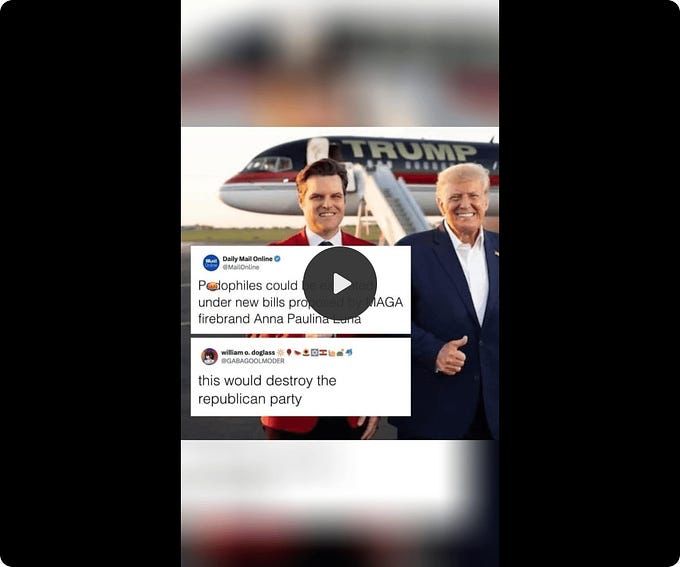 This one was difficult to do, because of the topic but here’s a compilation of the shear depravity in the Republican Party.

It’s beyond comprehension how this massive corruption and crimes against ch...