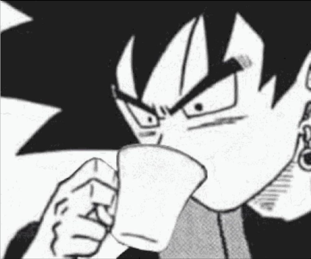 An edited picture of Goku Black drinking Tea