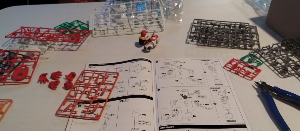 An image showing the parts for making the Mega Man X Force Armor Rising Fire Edition Kit