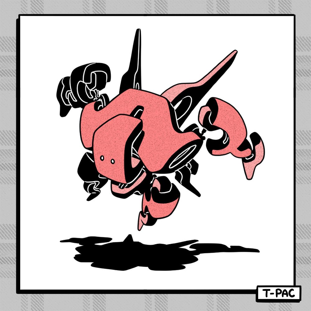 [simple, floating red mech]