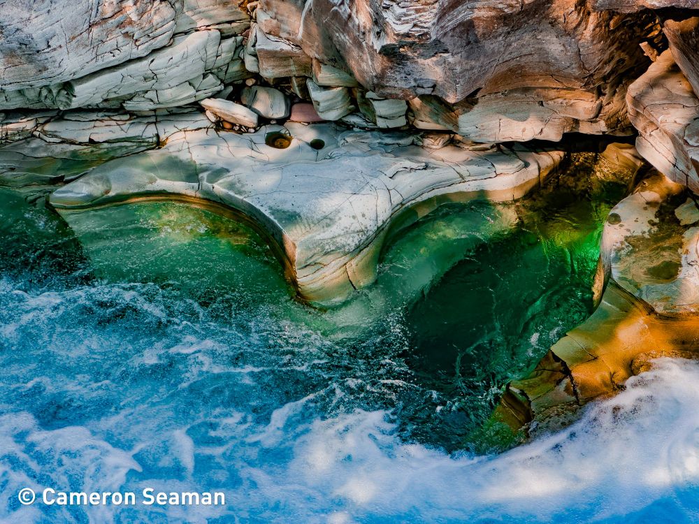 Small waterfall on McDonald Creek in Glacier National Park, Montana