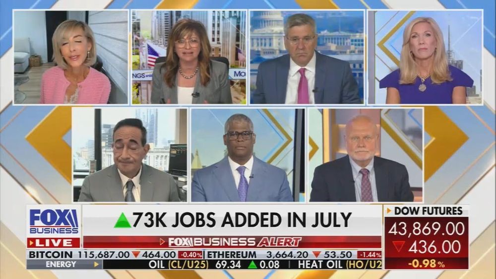 Fox Business panel all making very sad faces over the lower than expected jobs report and downward revisions 