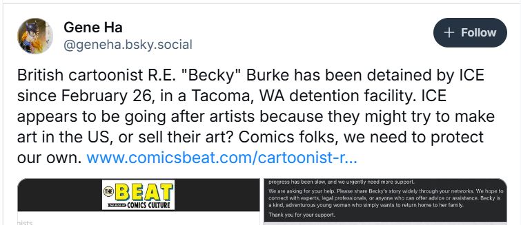 Threads post about a UK tourist detained in the US