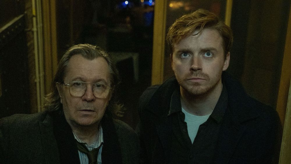 Gary Oldman as Jackson Lamb and Jack Lowden as River Cartwright from slow horses 