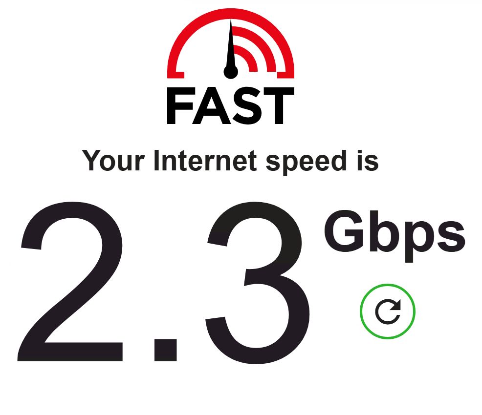 FAST 
Your Internet speed is
2.3 Gbps