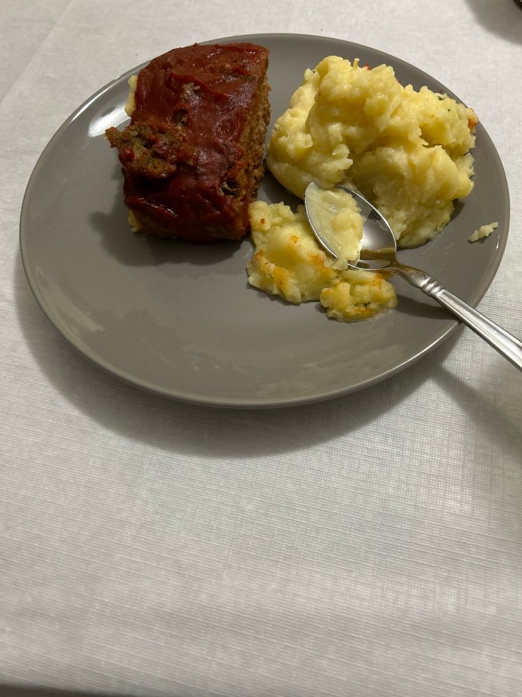 Some yummy meatloaf and potatoes