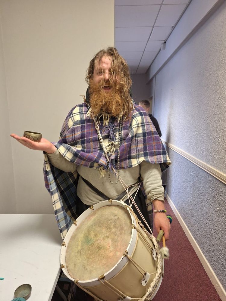 Artist Callum Younger dressed as Zenneth