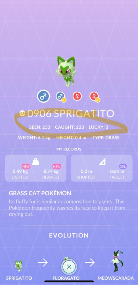 Encountered over 200 Sprigatito