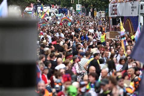 Christopher Street Day (Pride Day) parade 2025 in Hamburg, Germany. 260,000 people celebrating Pride with a large parade.