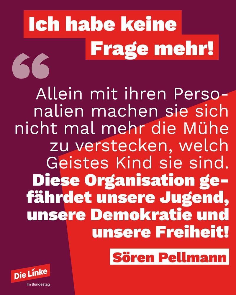 Ich habe keine Frage mehr! Allein mit ihren Personalien machen sie sich nicht mal mehr die Mühe zu verstecken, welch Geistes Kind sie sind. 