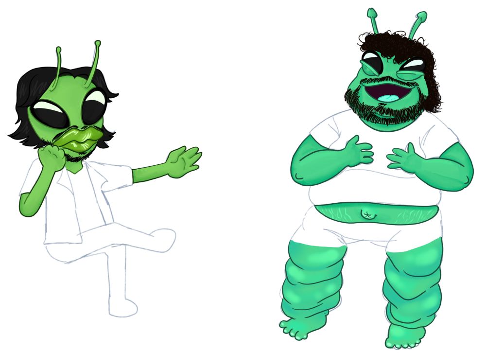 Isaiah and Hunter as aliens!! from “the sun vanished” episode of creepcast (It’s not fully colored)