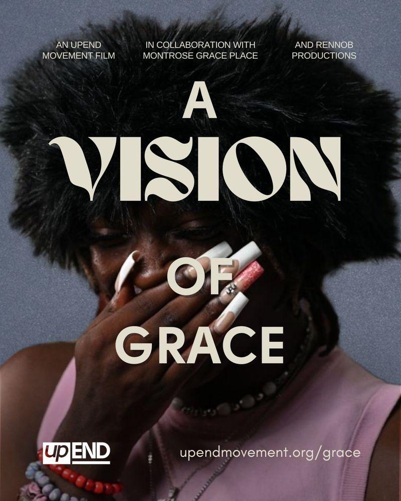 Movie poster for the documentary film, "A Vision of Grace" featuring an image of one of the youth featured in the film superimposed by the title. 