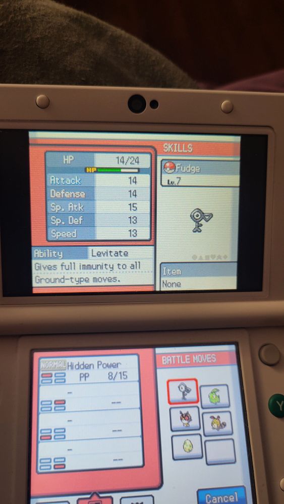 An Unown that looks like the Letter F named Fudge.
