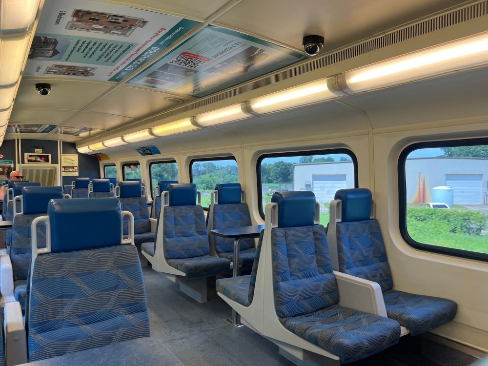 Inside a mostly empty Northstar train