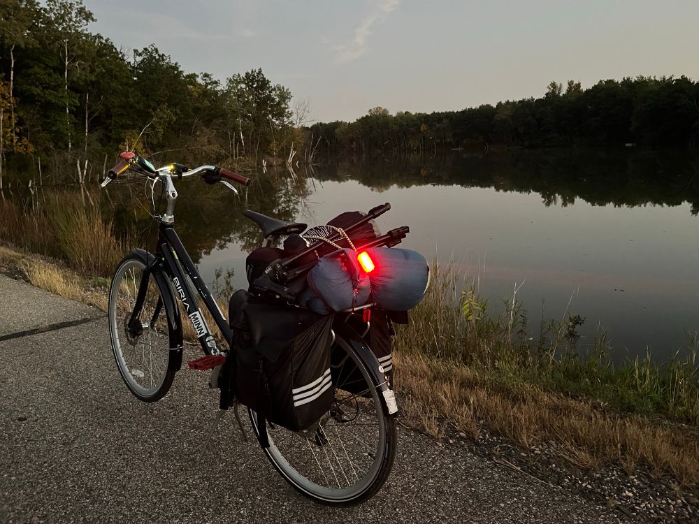 A bike next to a lake on 10th St in Lake Elmo