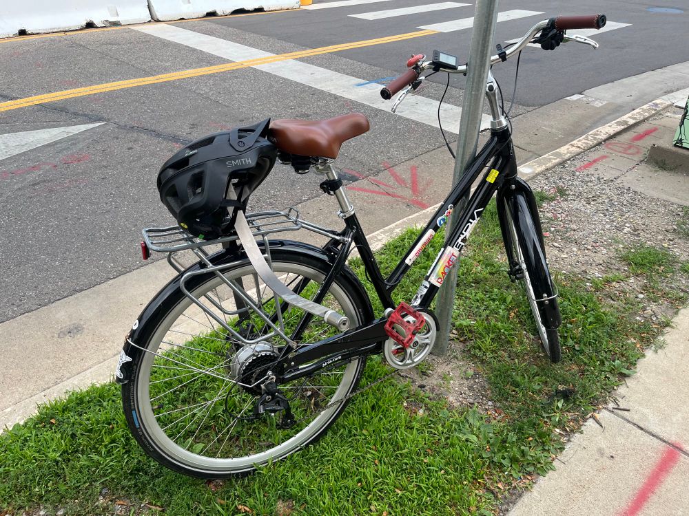 A bicycle with a broken titanium lock
