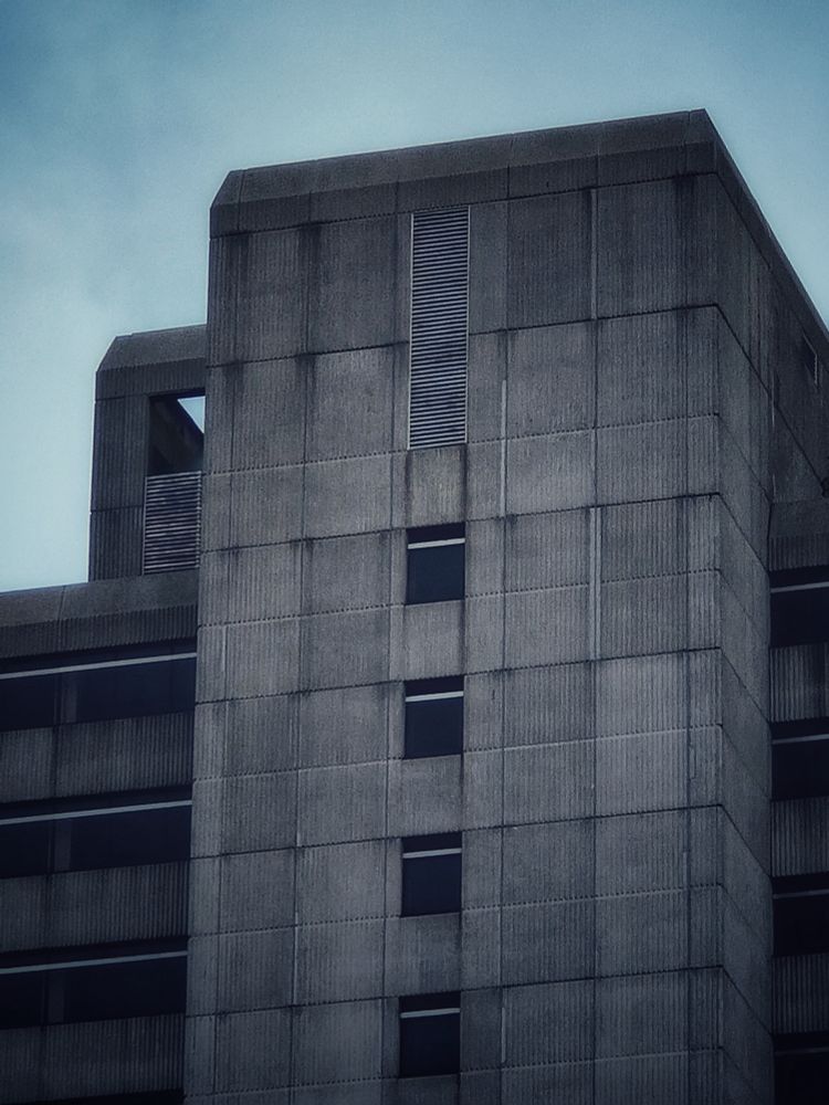 Grey brutalist building 