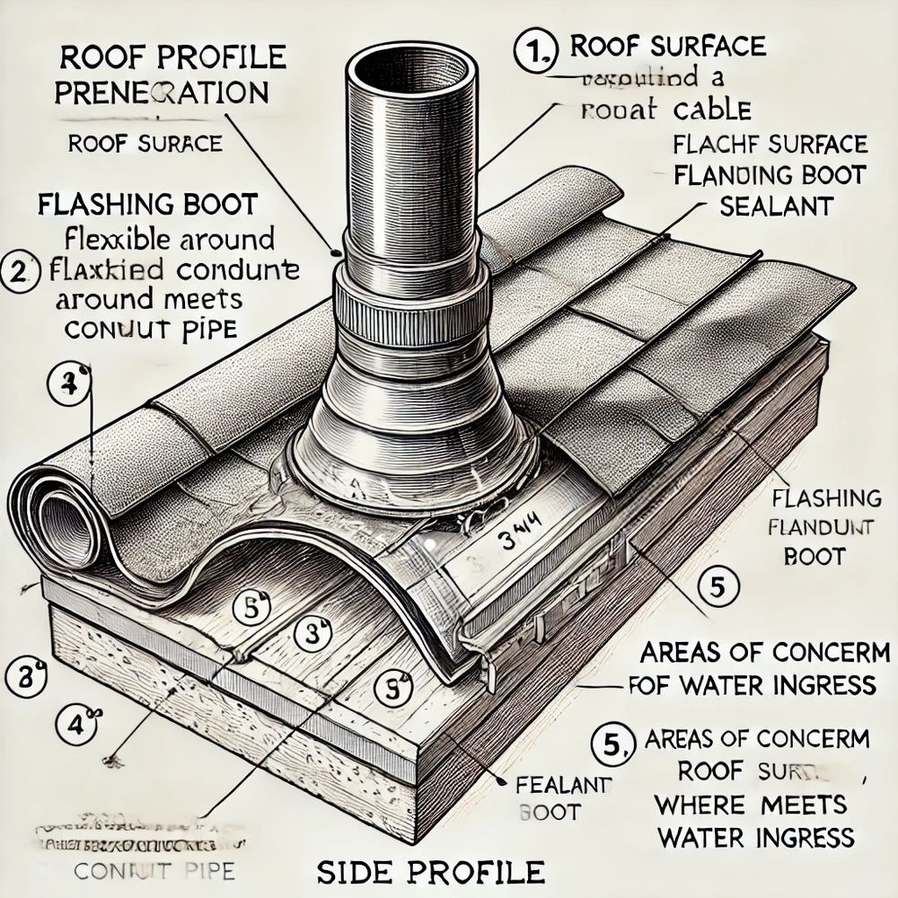 A labelled diagram of a roof structure generated by ChatGPT. Drawn in an archaic style that looks like it was done by an 18th century natural historian. Completely unhinged, with misspellings typical of LLM-generated diagrams. 