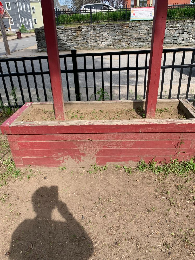 Empty flower box in Woonsocket.