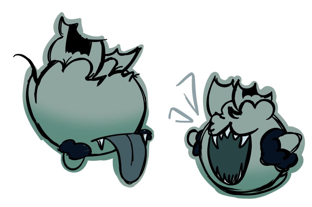 a couple of full-color doodles featuring my fursona Kiru as a Boo from the Mario series