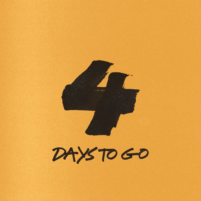 Four days to go written on a bright yellow surface reminiscent of a sticky note
