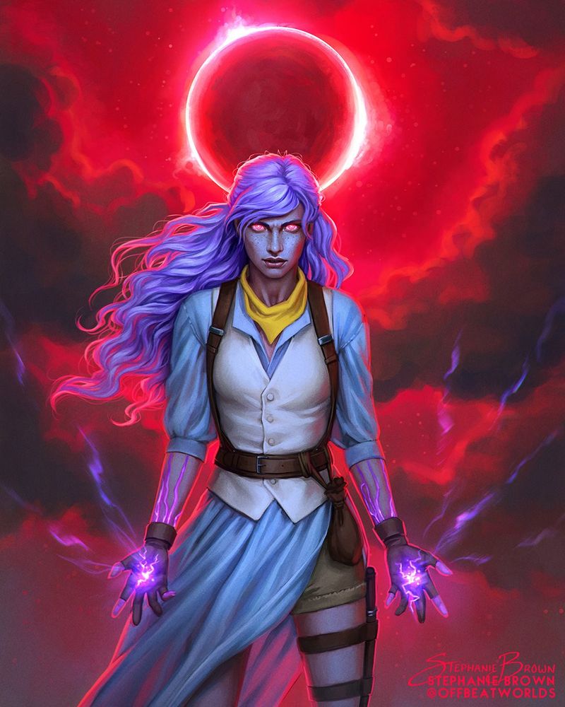 Fanart of Imogen Temult, Ruidus flaring ominously behind her