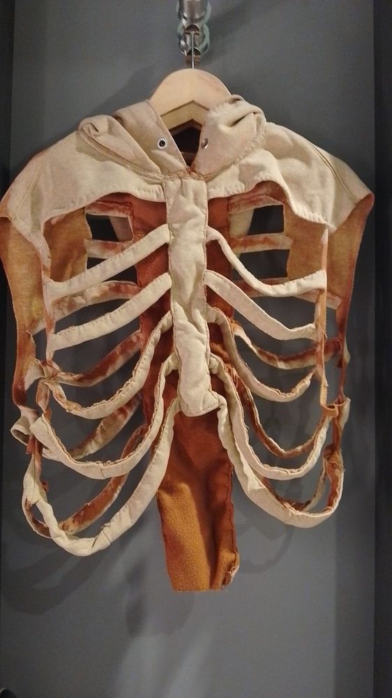 A spooky bleached handsewn hoodie looks like a deflated meat carcass in a polyester abattoir....