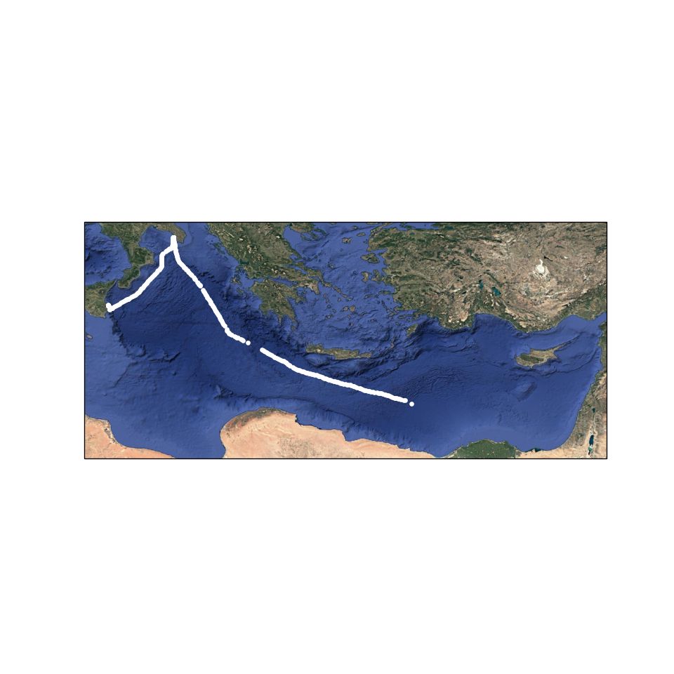 Trajectoire du Handala entre le 09-07-2025 et le 25-07-2025 à 00:50