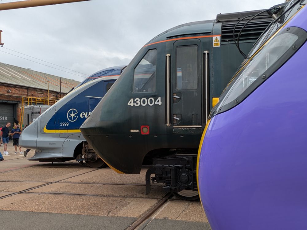 The nose cones of a TMST, HST and Pendolino train