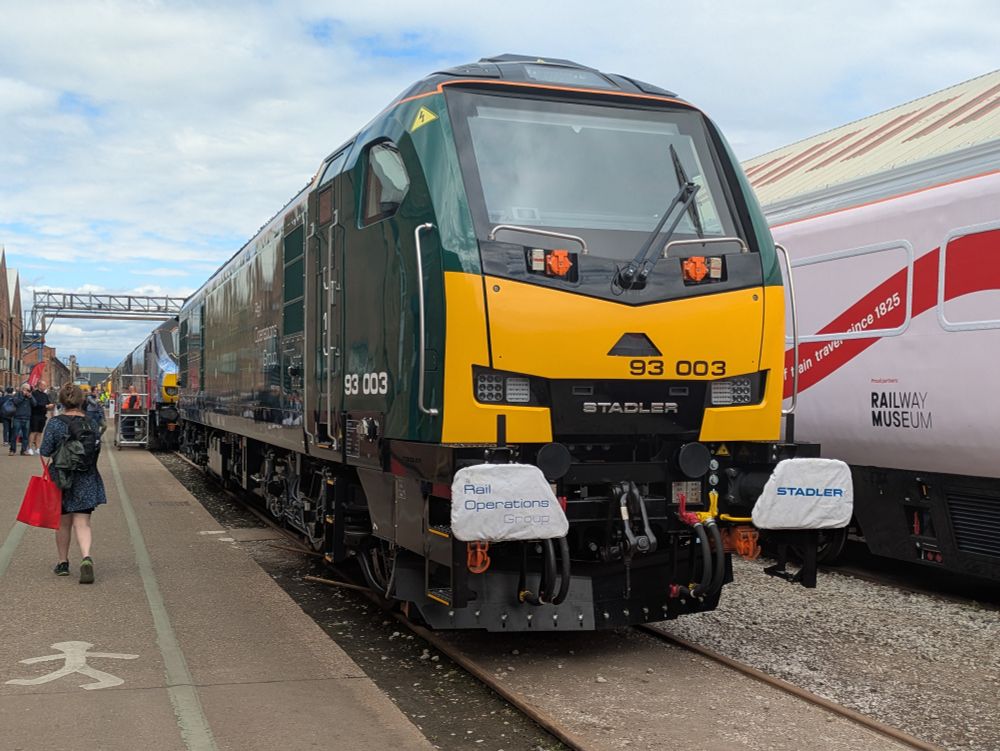 A Class 93 train in a siding at Litchurch Lane