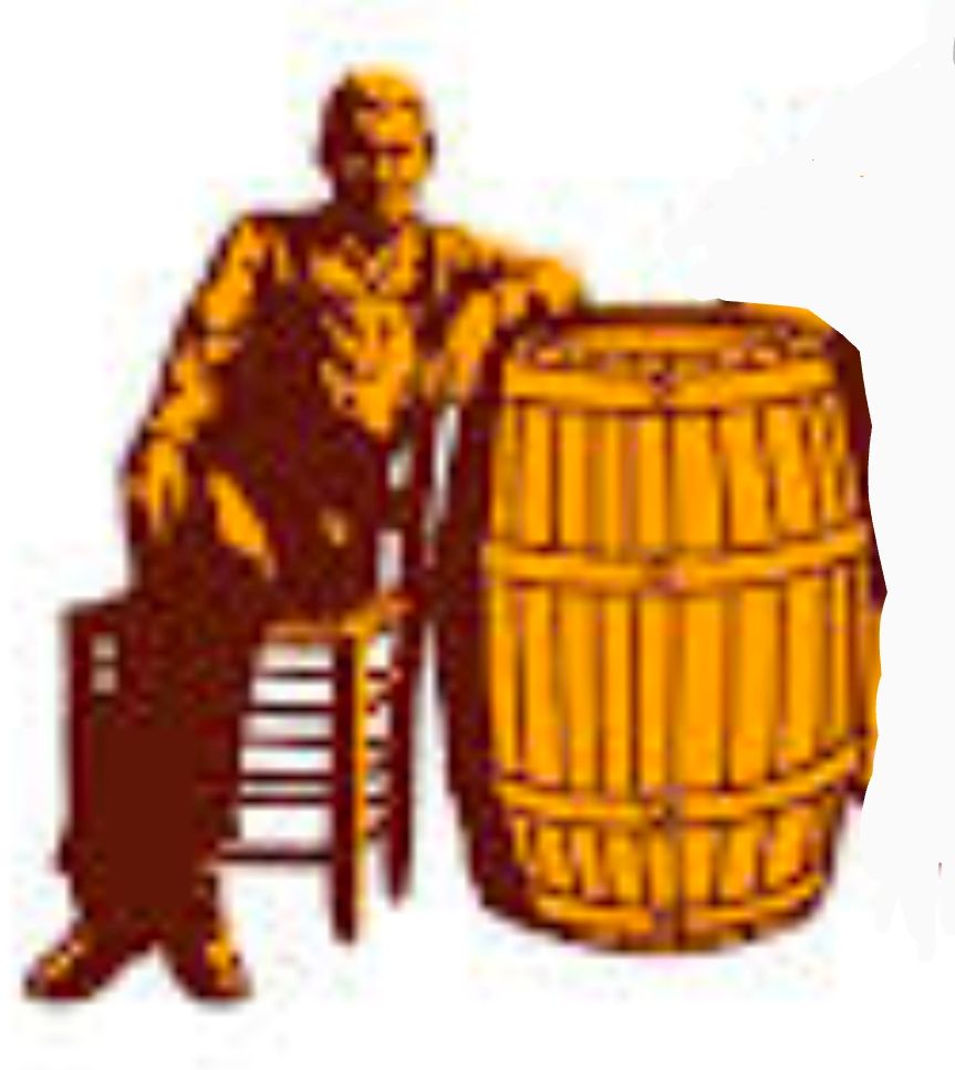 The man and barrel portion of the cracker barrel logo.