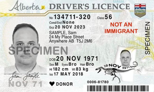 This is a sample of a fictitious drivers licence to support a parody account. The parody is intended to mock the decision of the Alberta Provincial Government with respect to making changes to legal government I.D. without consulting with the Privacy Commissioner