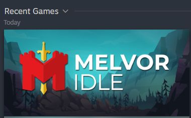 Steam library screenshot. The most recently played game is Melvor Idle. 