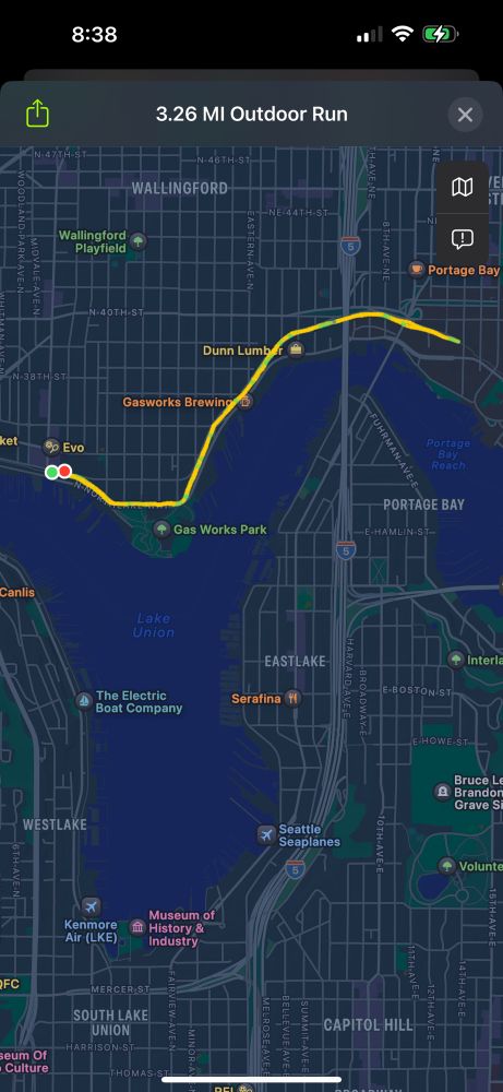 Apple GIS map of my 3.26 mile run yesterday (5 Aug). ~ 24 hrs in Seattle. Used to live in the heart of Fremont, ~ 3 min walk from the Lenin Statue, until late July 2024. 