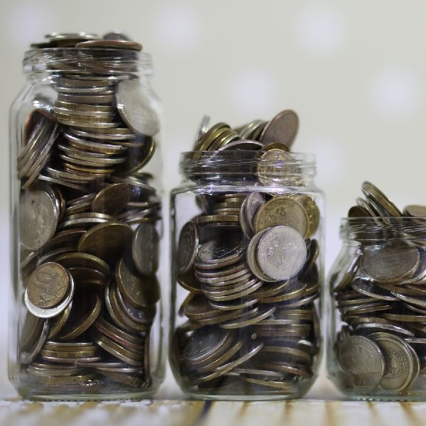 Coins in jars