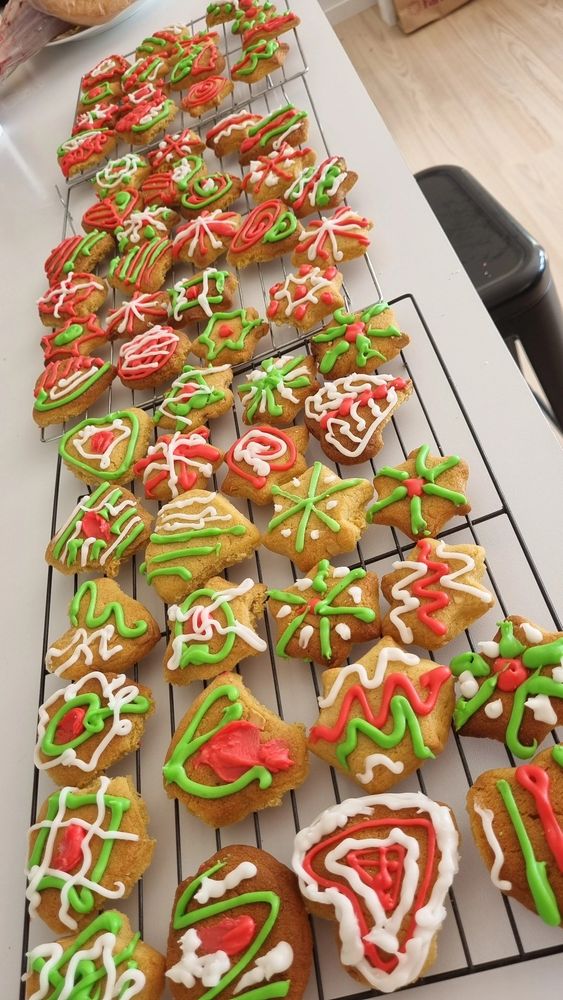 Tray of home made Christmas cookies.