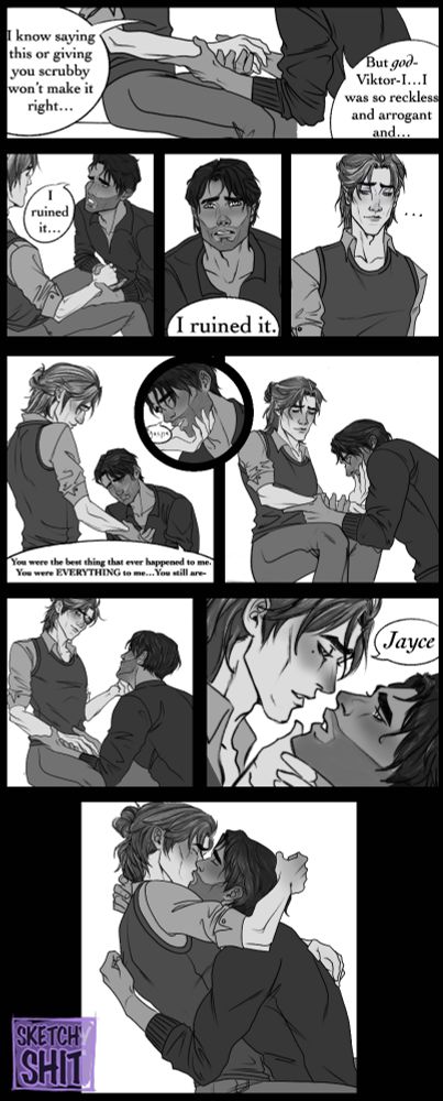 A comic from Coming Home(but not to you) on AO3 where jayvik share their first kiss after SO MANY CHAPTERS IWASDYING